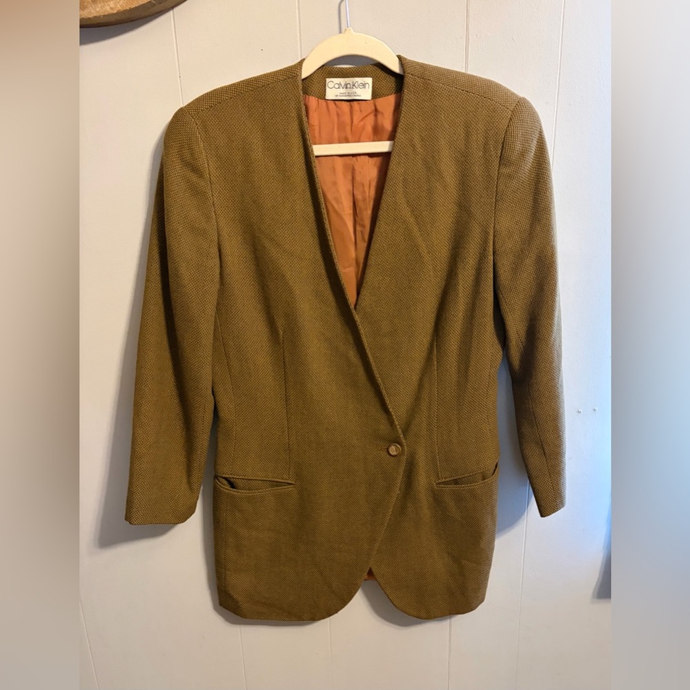Women’s Extremely Rare VNTG Calvin Klein Brown Blazer USA Union Made 80’s